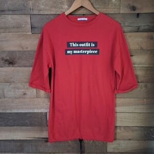 ZARA Trafaluc Red Graphic T-Shirt Dress – “This Outfit Is My Masterpiece” Size S